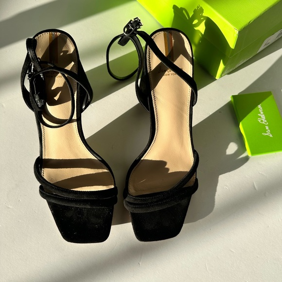 Sam Edelman Kia Sandals Black Leather Block Heels - Picture 11 of 11